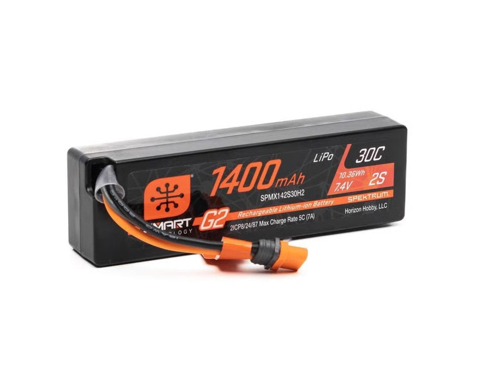 Losi NASCAR / ALM Spektrum RC 7.4V 1400mAh 2S 30C Smart G2 LiPo Battery: IC2 SPMX142S30H2