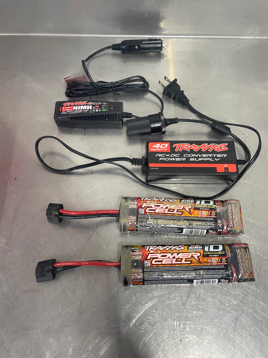 USED Traxxas 7 cell NIMH 3000MAH Battery’s with Charger and Power Supply