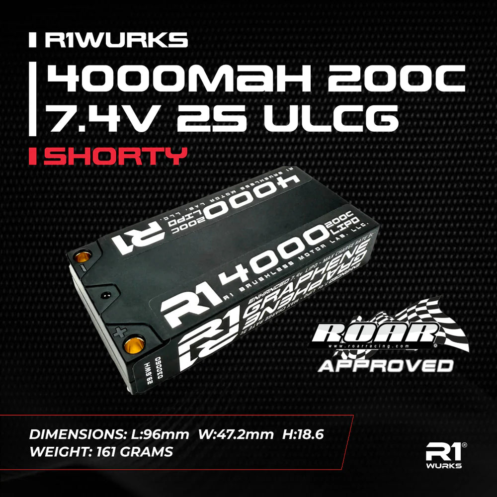 R1WURKS 4000mah 200C 7.4V 2S ULCG Shorty