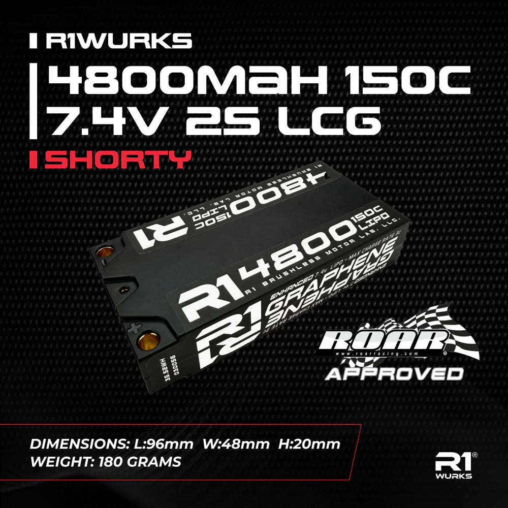 R1WURKS 4800mah 150C 7.4V 2s LCG Shorty